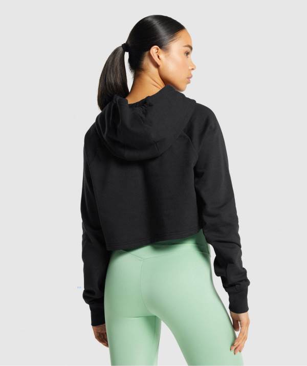 Damske Mikiny S Kapucňou Gymshark Training Cropped Čierne | CQ3847695